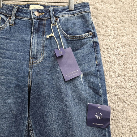 Oliver Logan Mulberry Jeans Womens 28 Blue Lace Up Straight Leg Medium Wash - Picture 4 of 14